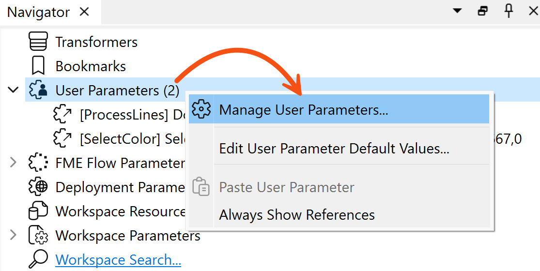 Creating a user parameter